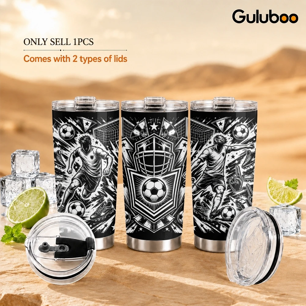 Tumbler 20Oz White - Czarne Białe Sportowe Emblematy Termosy 20oz