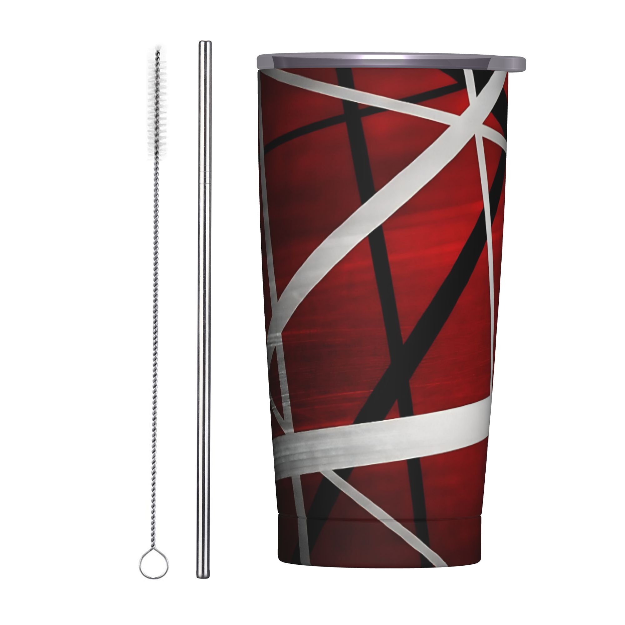 Tumbler 20Oz White - Kubek termiczny V-Van Halens, czerwono-czarno-biały, izolowany