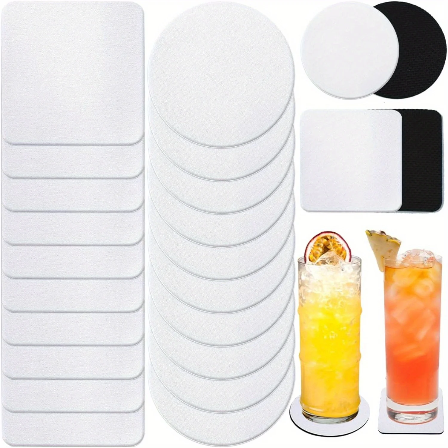 Coaster Sublimation Blank - 30/50 szt. Kwadratowe i okrągłe podkładki
