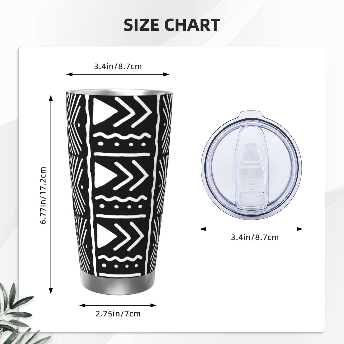 Czarno-biały afrykański wzór b – Tumbler 20Oz White recenzja i cena