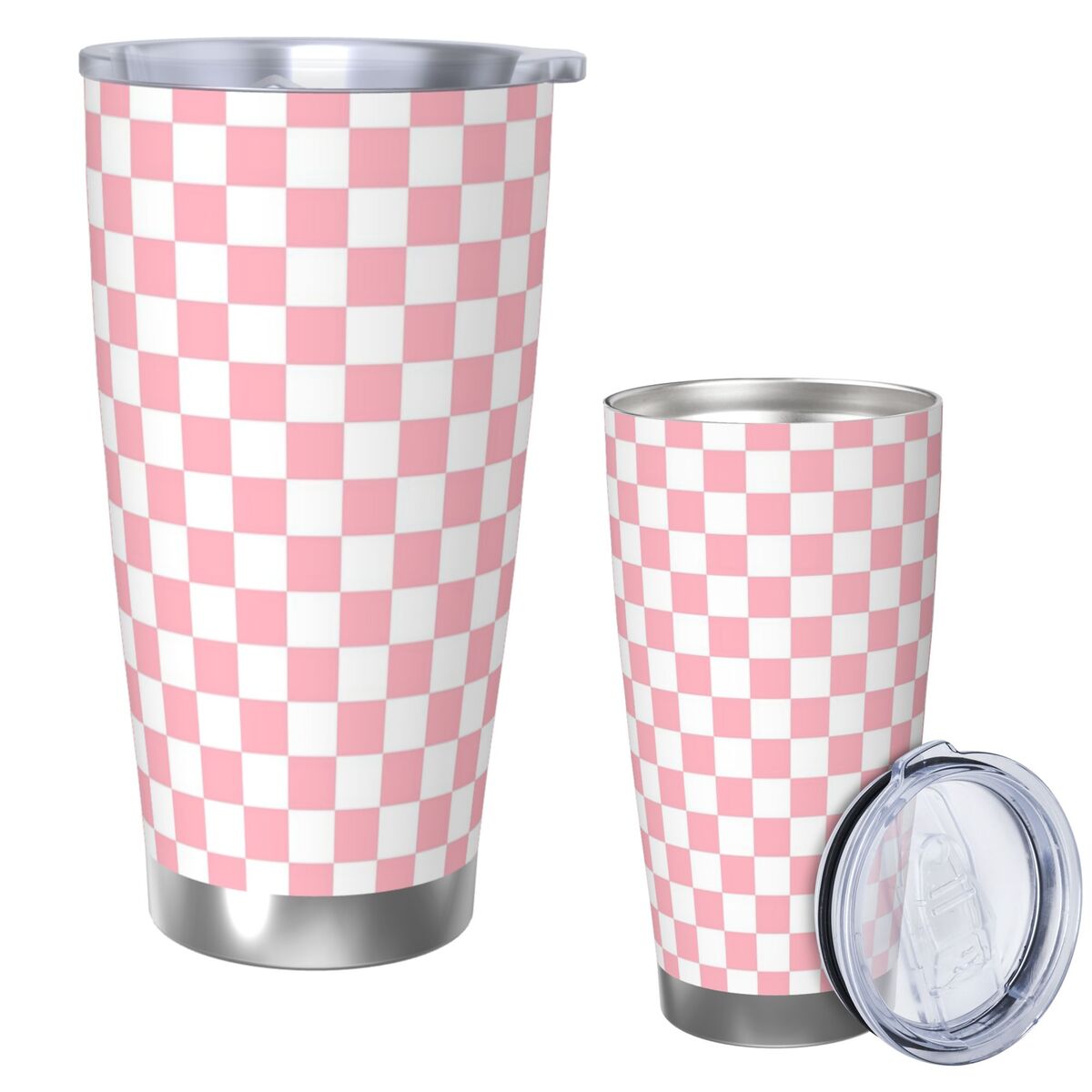 Różowo-biały wzór szachownicy  – Tumbler 20Oz White recenzja i cena