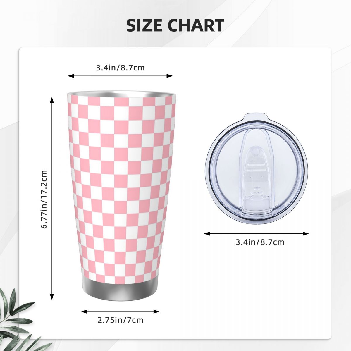 Różowo-biały wzór szachownicy  – Tumbler 20Oz White recenzja i cena