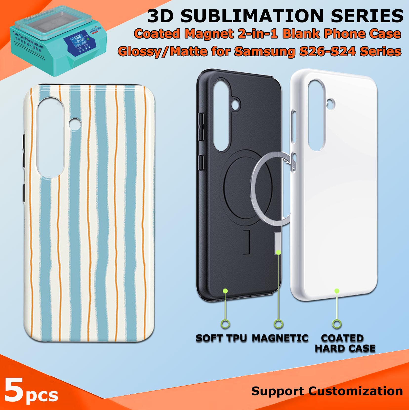Fonlyu 5 szt. Magnetyczne etui – Phone Case Blank Print recenzja i cena